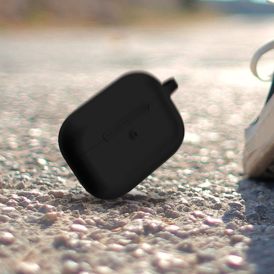 Soft Case for Apple AirPods Pro Anti-fingerprint Anti-scratch with Carabiner Black