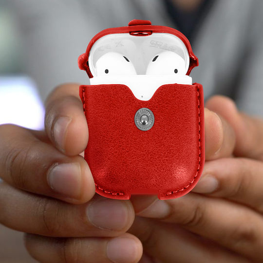 Airpods Case Smooth Leather Devia Cowboy Series Red
