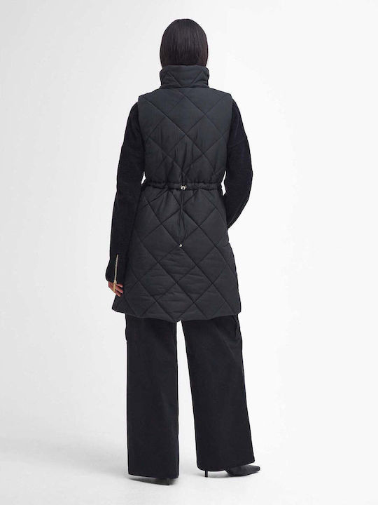 Barbour Lang Damen Ärmellos Puffer Jacke für Winter Schwarz