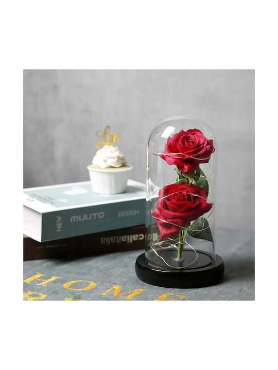 Korbi Ewige Rose Rot 21cm mit LED 1Stück