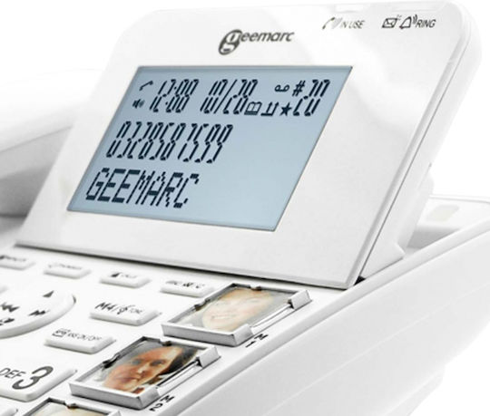 Telefon amplificat pentru seniori Geemarc 50db, butoane mari, Geemarc Cl595, alb
