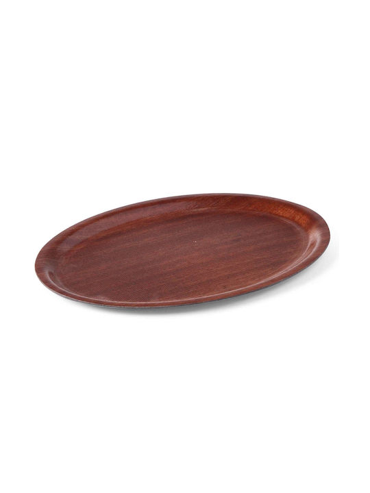 Hendi Holz Oval Serviertablett Rutschfest mit Griffen in Braun Farbe 20x26.5cm 1Stück