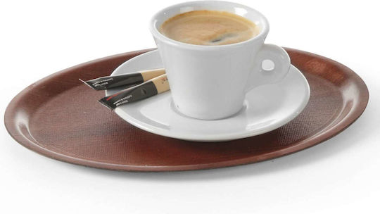 Hendi Lemnos Oval Tavă de Servire Antiderapant cu Mânere în Culoare Maro 20x26.5cm 1buc