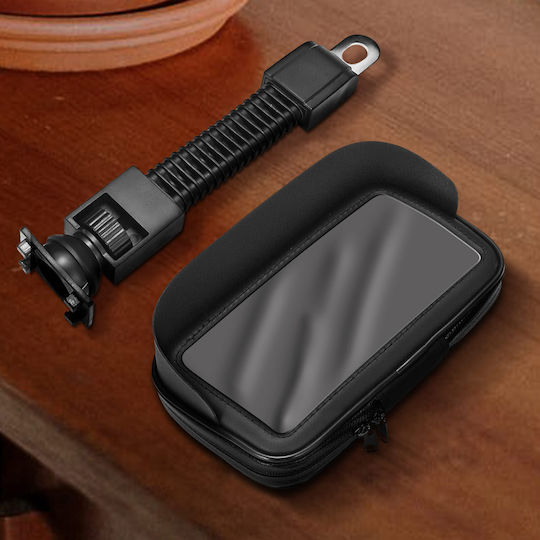 Bike Motorcycle Phone Mount Mirror Mount Waterproof Zipped Cover Black