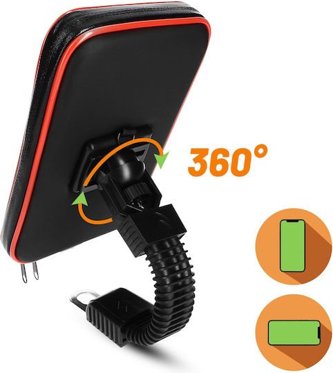 Motorcycle Scooter Stand + Waterproof Case Smartphones 6.3 "max Black