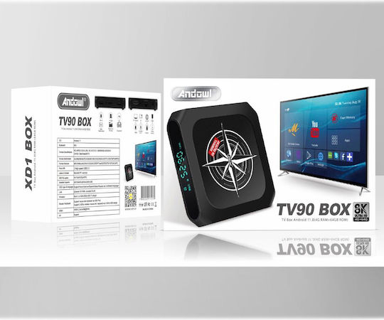 Andowl TV Box TV90 FDTV90 8K UHD with WiFi USB 2.0 4GB RAM and
