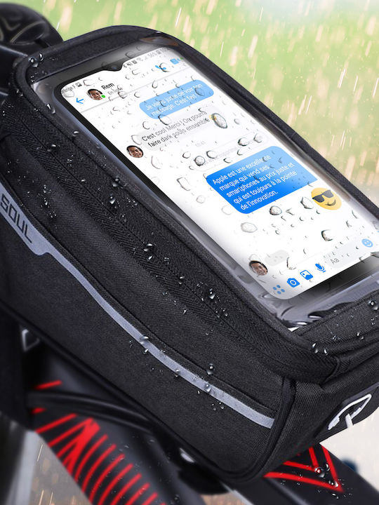 Bike Phone Bag Waterproof Storage Handlebar Frame Attachment Black