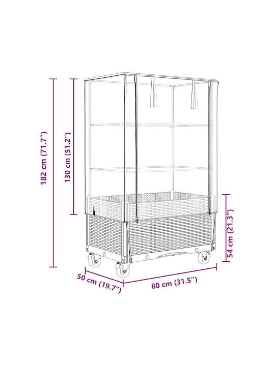 vidaXL Ζαρντινιέρα Πλαστική Ανοιχτό Γκρι 50x80x182εκ.