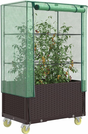 vidaXL Кутия за саксии Пластмаса Кафяв 50x80x182см.