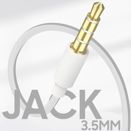Handsfree Earphones 3.5mm Jack Anti-Knot Cable White