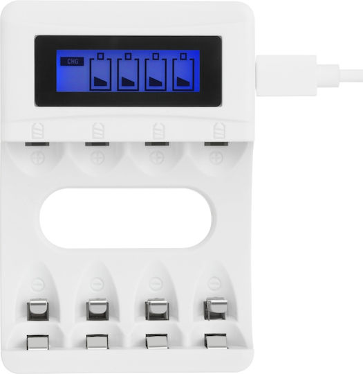 Deltaco C704a4-4xaa USB Charger 4 Batteries Ni-MH Size AA
