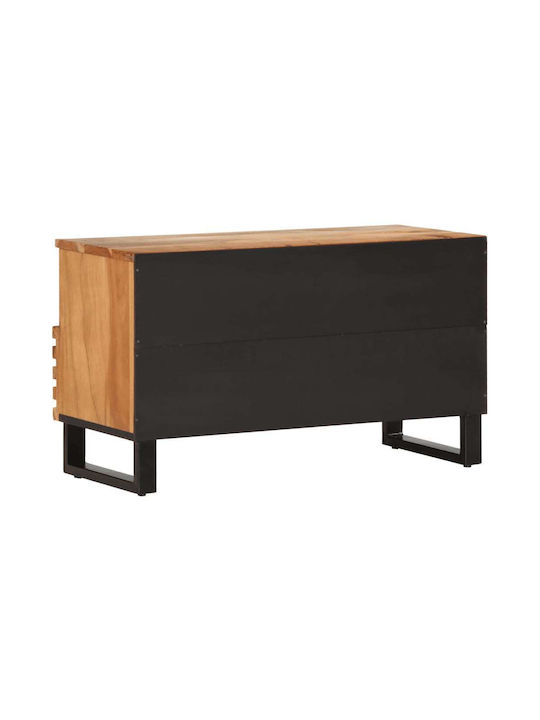 TV Stand Made of Metal and Solid Wood Brown M80xD34xH46cm