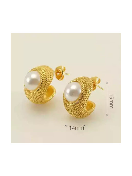 Bode Earrings Hoops made of Steel Gold Plated with Stones & Pearls