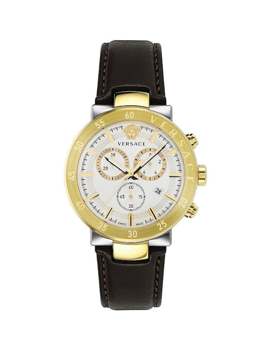 Versace Urban Mystique Watch Chronograph Battery with Black Leather Strap