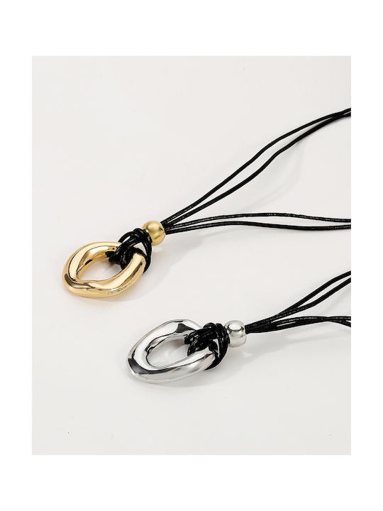 Cord Necklace with Gold Metal Element