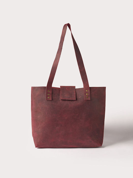 Women's Handmade Leather Shopper Bag Toya Bordeaux