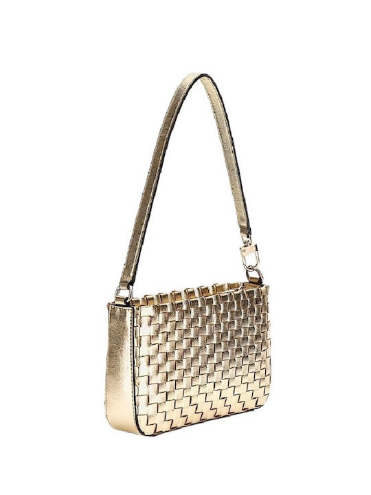 Guess Twiller Mini Top Zip Shoulder Τσαντα Γυναικεια Gold