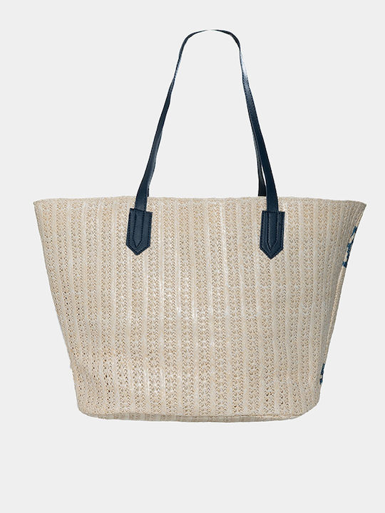 Strohtasche Blaues Muster Blau Einheitsgröße