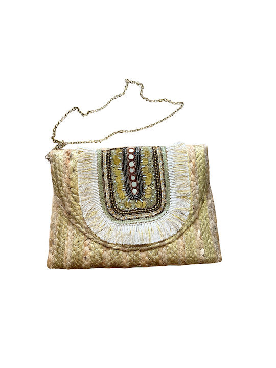 Women's Handmade Indian Straw Bag Khushi Beige Solo Me Women One Size Clutch11