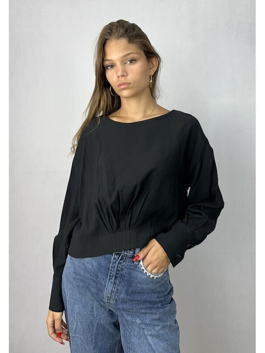 Moutaki Damen Bluse Langärmelig Schwarz