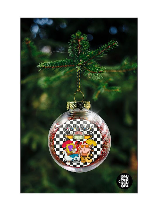 Koupakoupa Τα Φιλαράκια Christmas Hanging Ball Ornament Plastic Transparent With Gold Dust With Beads Transparent