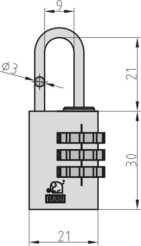 Basi Aluminium Vorhängeschloss Messing Einstellbar Kombination 20mm Red 1Stück