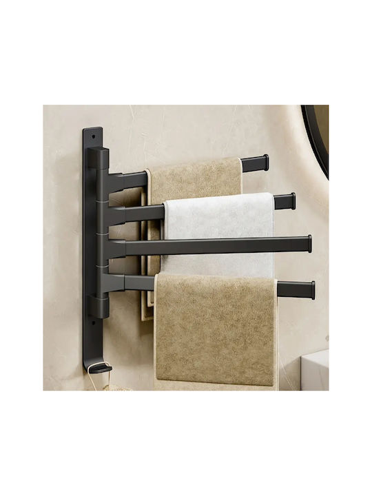 Calea ferată de Baie cu 4 Locuri De Perete cu șuruburi ​31.5x31.5cm Negru