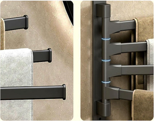 Calea ferată de Baie cu 4 Locuri De Perete cu șuruburi ​31.5x31.5cm Negru