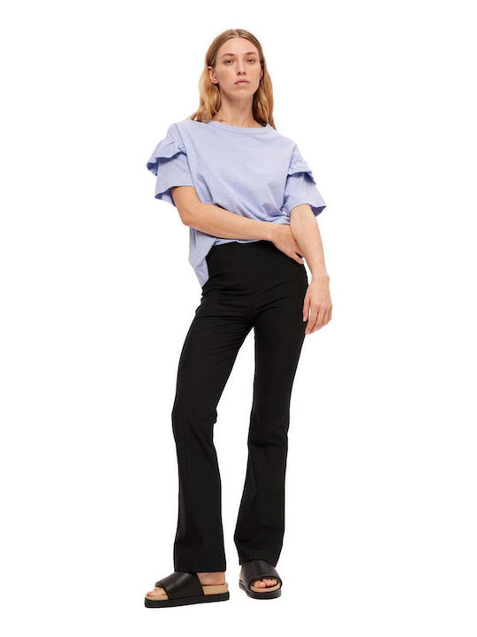 Women's Fabric Trousers Flared Black