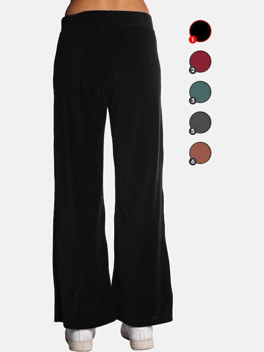 Women's Fabric Trousers Striped Black