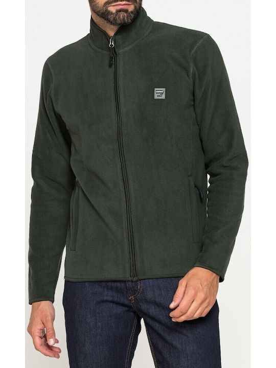 Carrera Jeans Jachetă Fleece pentru Bărbați cu Fermoar Verde