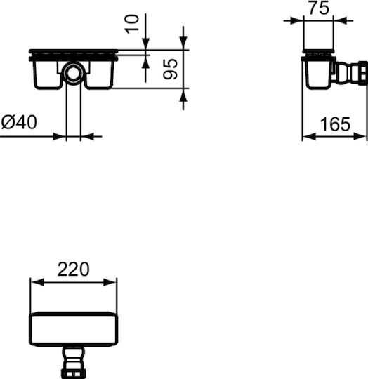 Ideal Standard Πλαστική Βαλβίδα Ντουζιέρας Μαύρη