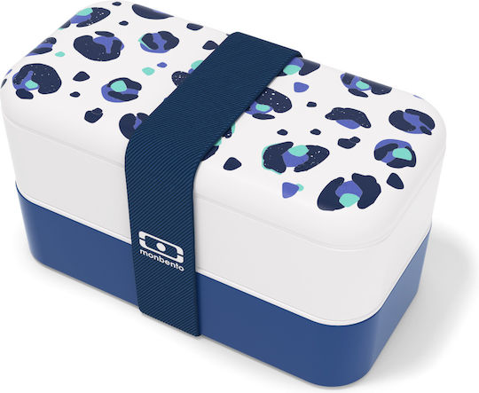 Monbento Graphic Plastic Lunch Box Blue with Compartments 500ml