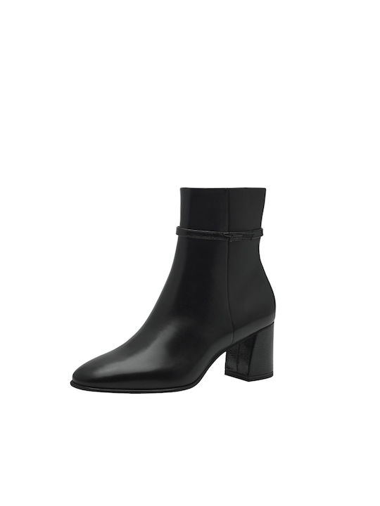 Tamaris Leather Women's Ankle Boots with Medium Heel Black