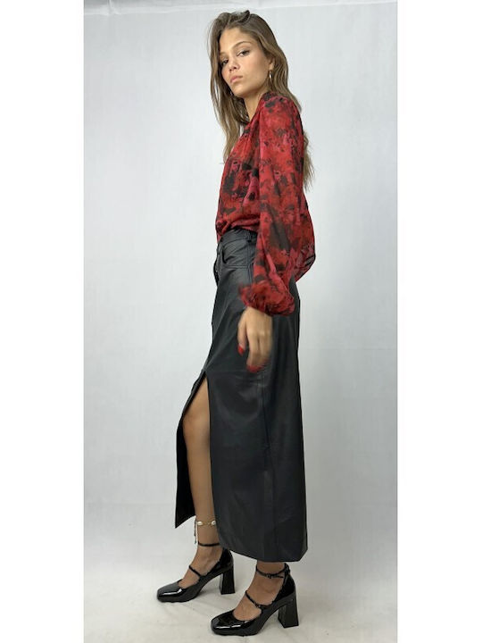 Moutaki Leather Skirt Black