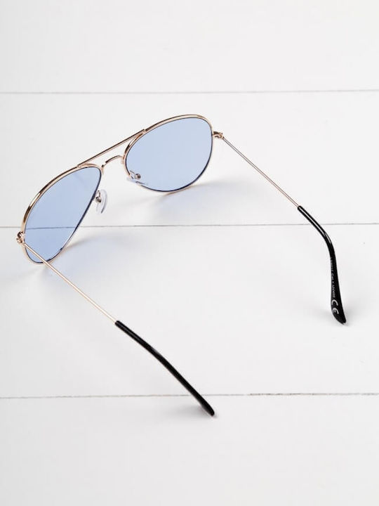 Luigi Sunglasses with Gold Metal Frame and Blue Lens 2325130