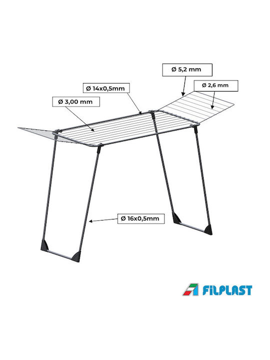 Filplast Πτυσσόμενη Απλώστρα Δαπέδου από Μέταλλο με Μήκος Απλώματος 19m