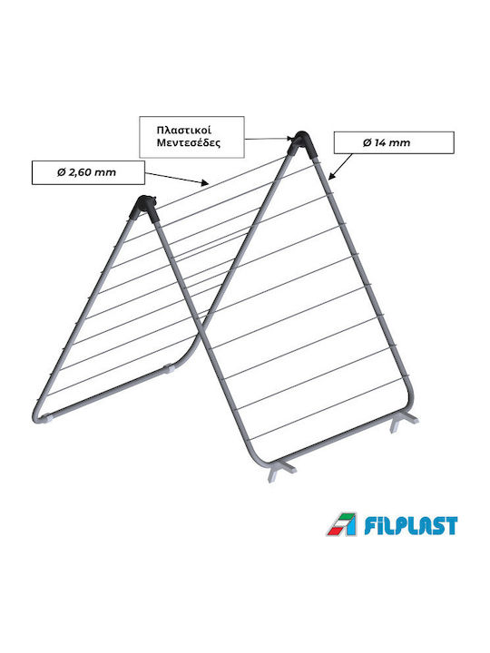 Filplast Metallic Folding Floor Clothes Drying Rack with Hanging Length 10m
