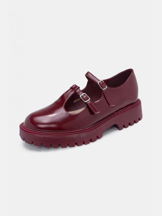 Mary Jane Leatherette Moccasins Bordeaux Mary Jane Leatherette Moccasins Bordeaux