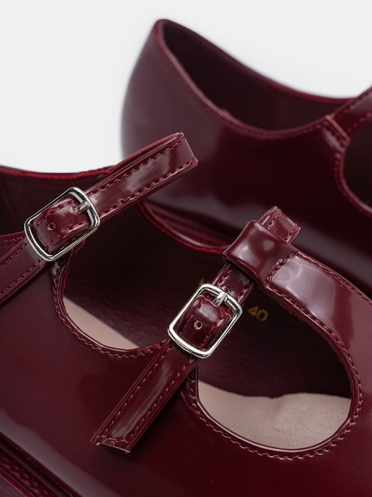 Mocasini Mary Jane din piele ecologică Bordeaux