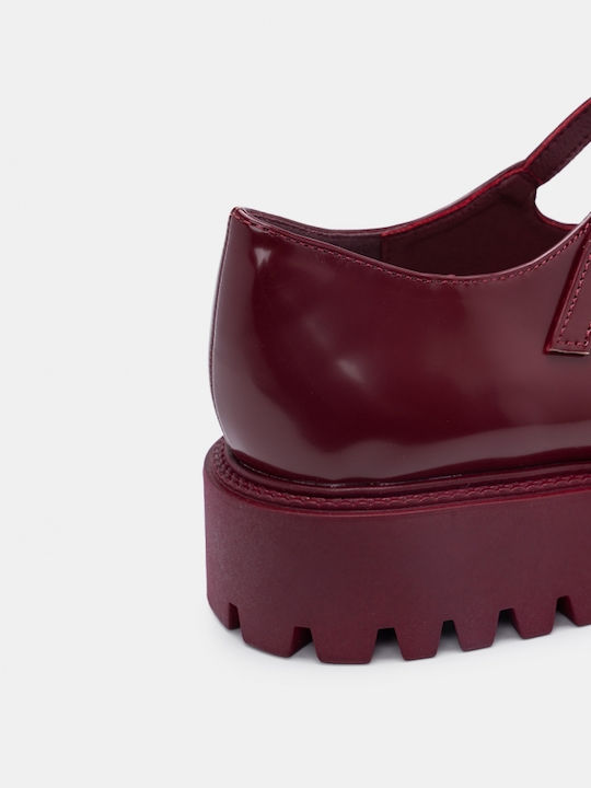 Mocasini Mary Jane din piele ecologică Bordeaux
