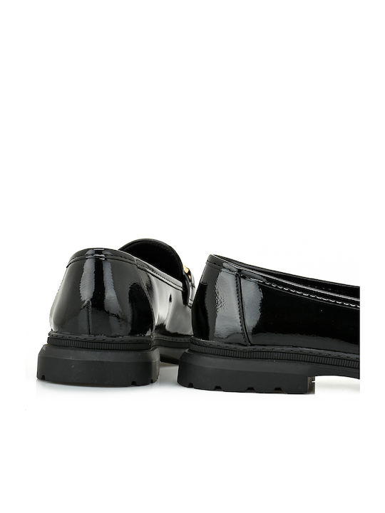 Kinder Slipper & Mokassins aus Lackleder Schwarz