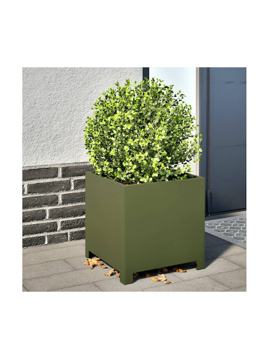 vidaXL Garden Set 2 Planters Metal Olive, Green