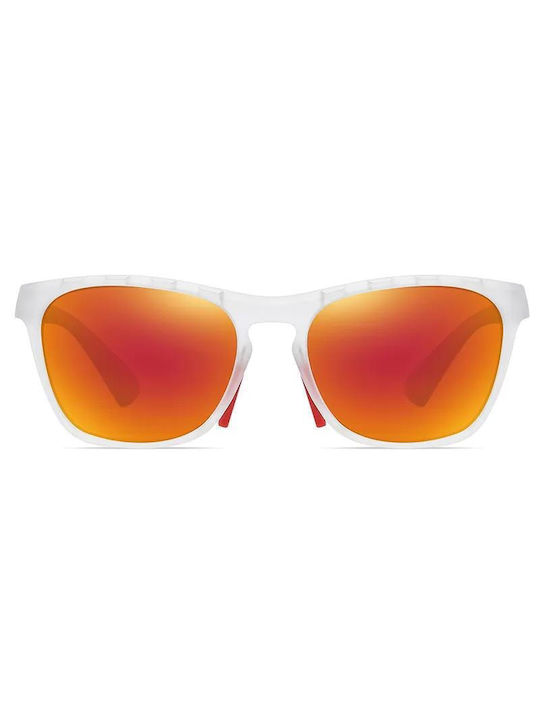 Polareye Sunglasses with Transparent Plastic Frame and Orange Polarized Mirror Lens