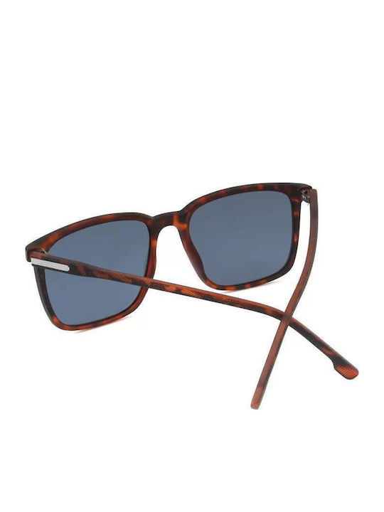 Polareye Men's Sunglasses with Brown Tartaruga Plastic Frame and Blue Polarized Lens