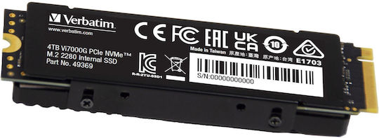 Verbatim Vi7000 SSD 4TB τύπου M.2 με σύνδεση PCI Express 4.0 και Ψύκτρα (PS5 Compatible) 49369