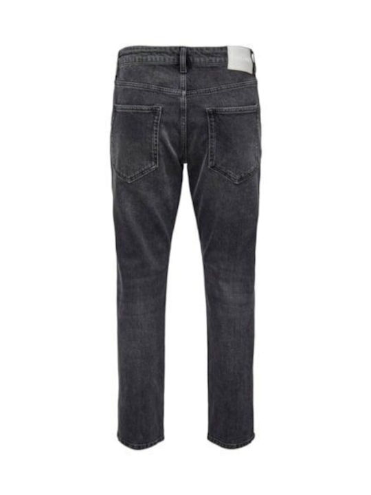 Ανδρικό Παντελόνι Τζιν με Loose Tapered Εφαρμογή black denim