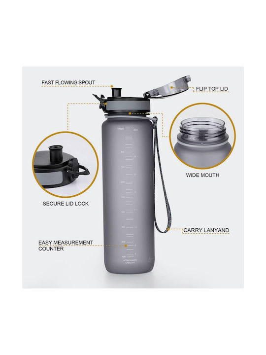 Uzspace Leakproof Tritan Bpa Free Παγούρι Πλαστικό 1000ml Μαύρο
