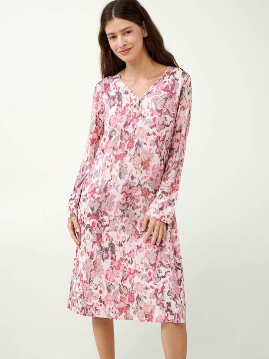 Vamp Winter Damen Nachthemd Pink
