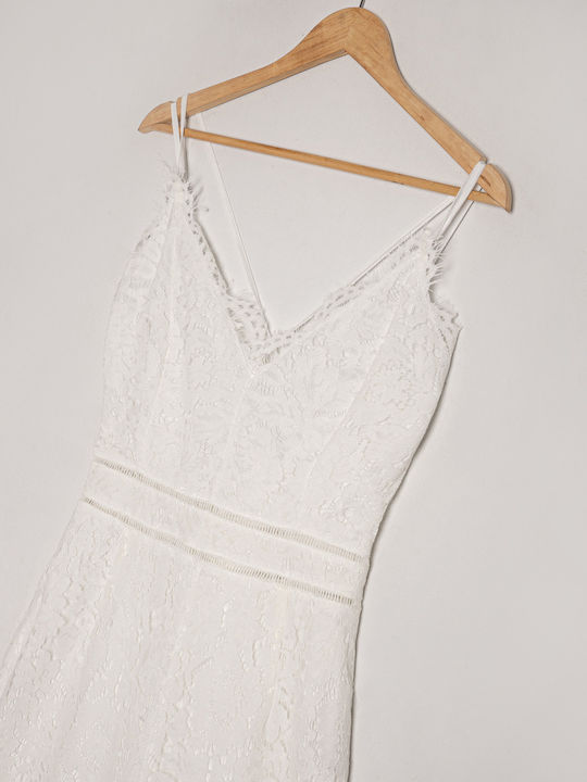 Eng anliegender Spitzen-Jumpsuit Weiß